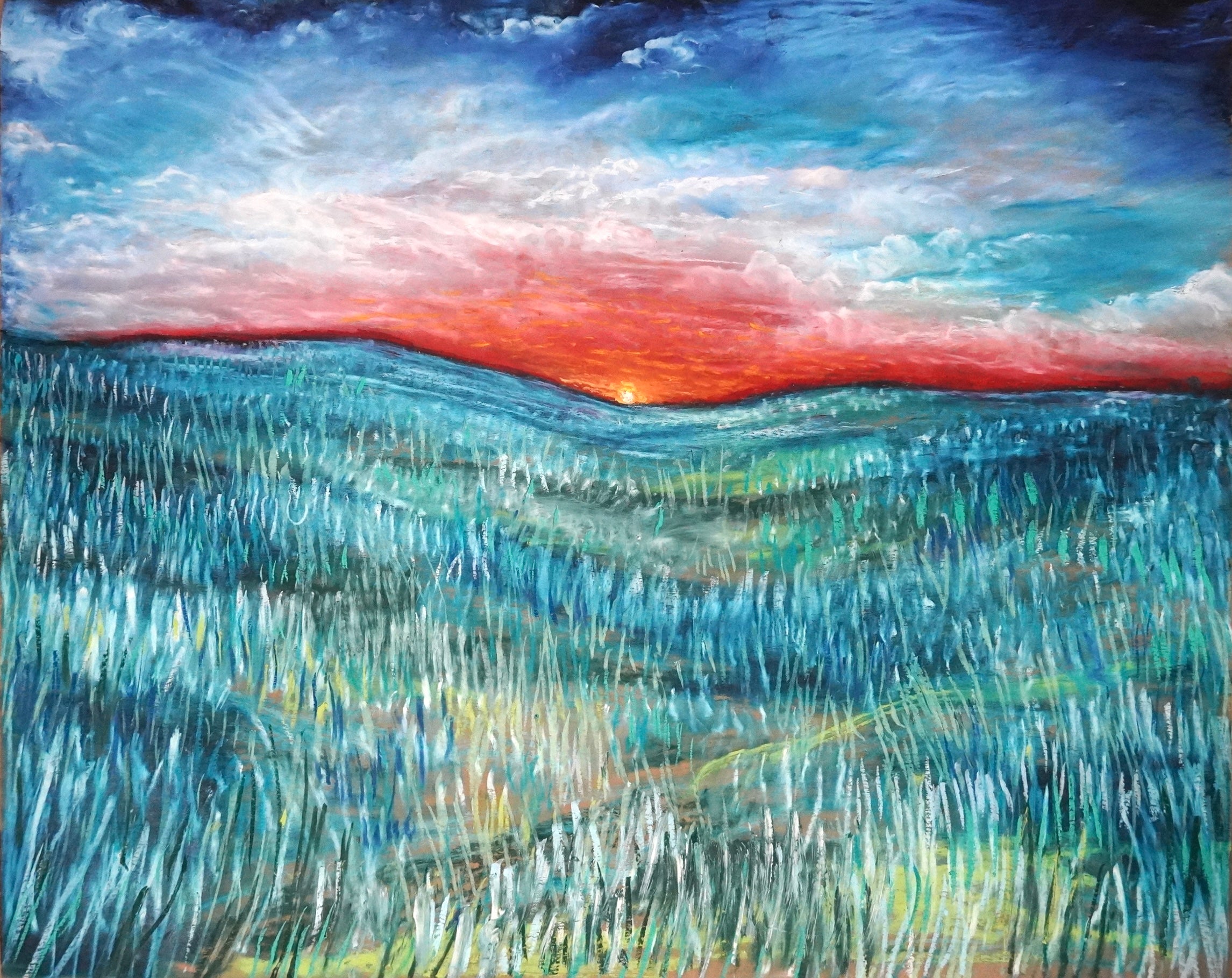 Sunlit Pasture (Pastel Landscape Study VII) (2026)