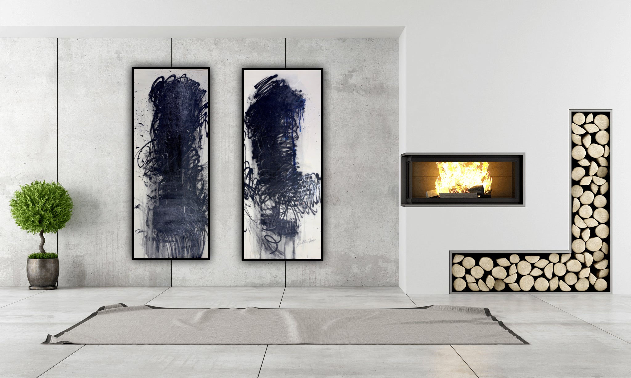 Diptych With Two Black Masses (2010)