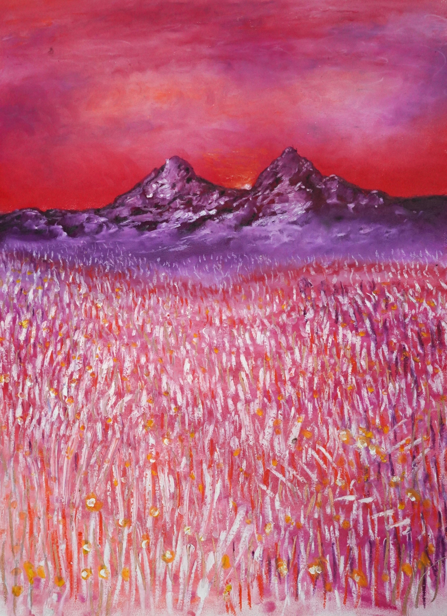 Crimson Field (Pastel Landscape Study V) (2026)