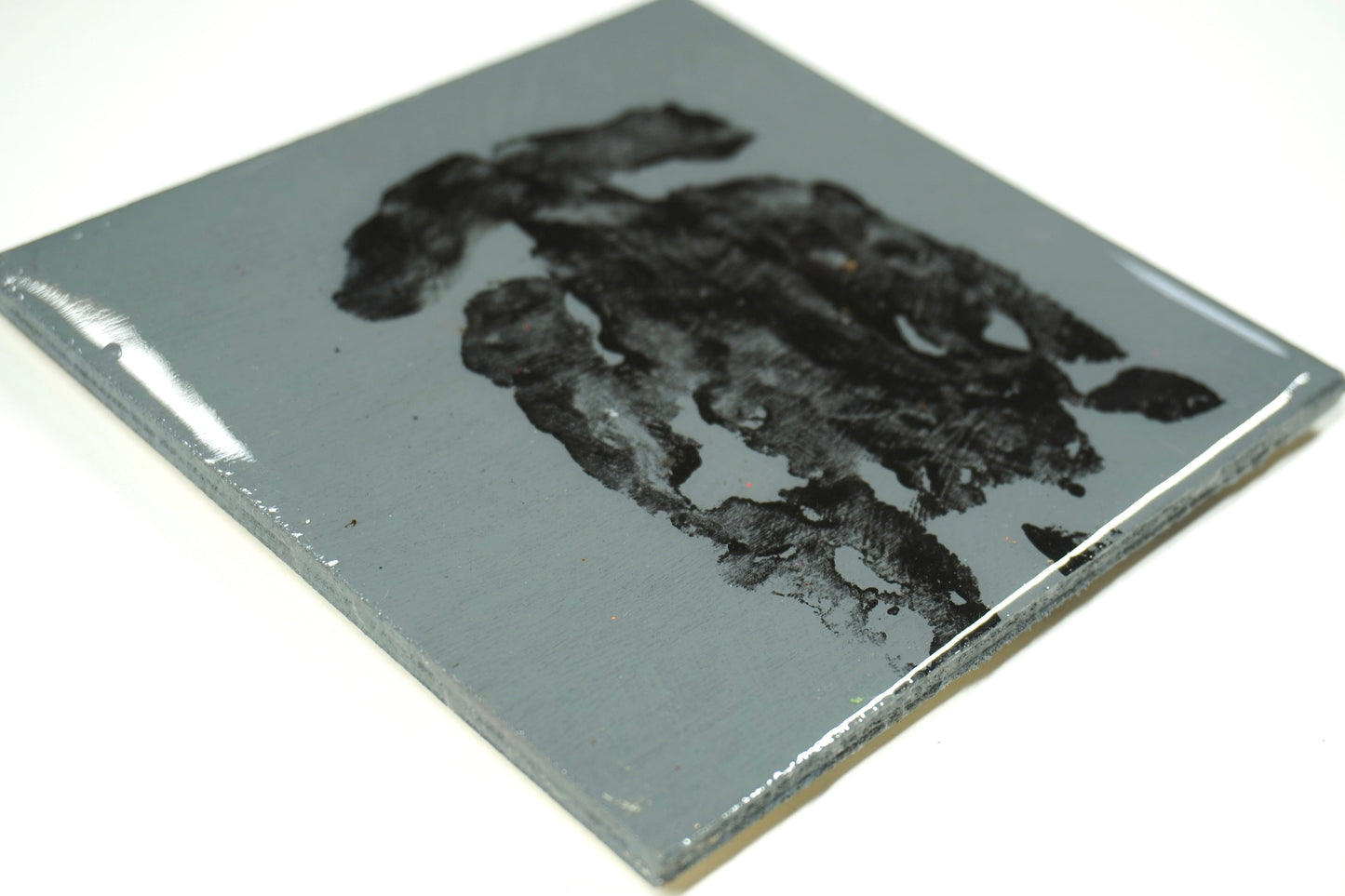 Just The Tip Wood Tile Coaster black on grey - 2024